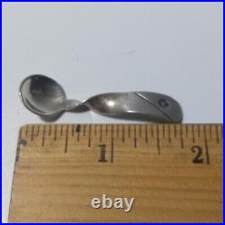 Vintage Navajo Pawn Salt Cellar Bowl & Twisted Spoon Stamped 925 EL 16.87g