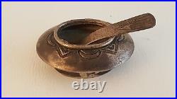 Vintage Navajo salt cellar + original bowl spoon hand stamped sterling tested