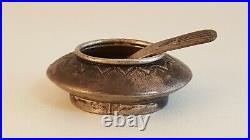 Vintage Navajo salt cellar with original bowl spoon hand stamped sterling tested