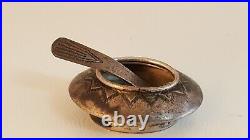 Vintage Navajo salt cellar with original bowl spoon hand stamped sterling tested
