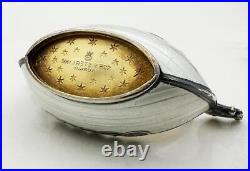 Vintage Norwegian Viking Boat Salt Cellar & Spoon Sterling Silver Enamel