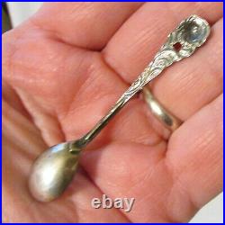 Vintage Open Sterling Silver Salt Cellar with Cobalt Glass Insert & Matching Spoon
