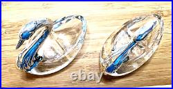 Vintage Pair Of 835 Silver Swan Crystal Divided Salt Cellar Set