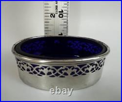 Vintage Pair Whiting Salt Cellars Pierced with Cobalt Liner 3 1/8 x 1