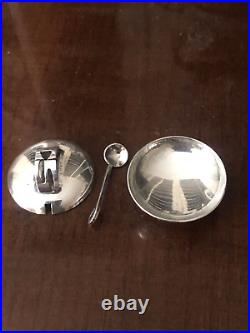 Vintage Rare Leonore Doskow Handmade Sterling Silver Salt Cellar & Spoon 12.4 g