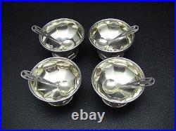 Vintage S. C. S Co. Made in USA 4 Sterling Silver Salt Cellars with4 Sterling Spoons