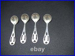 Vintage S. C. S Co. Made in USA 4 Sterling Silver Salt Cellars with4 Sterling Spoons