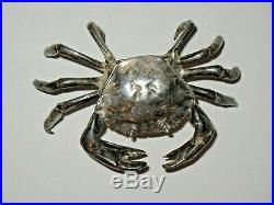 Vintage STERLING SILVER Figural Crab Crustacean Salt Dip Cellar Snuff Jewel Box