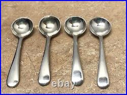 Vintage Set of 4 British Sterling Silver Salt Cellars and Spoons Footed Shell