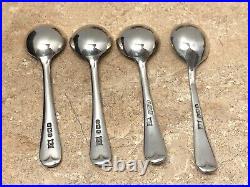 Vintage Set of 4 British Sterling Silver Salt Cellars and Spoons Footed Shell