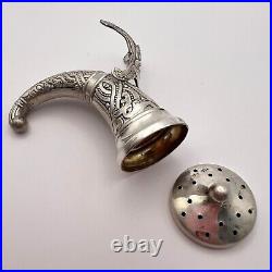 Vintage Silver 800 Salt Cellar Shaker Horn of Prosperity Made in Italy 21.6 gr