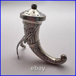 Vintage Silver 800 Salt Cellar Shaker Horn of Prosperity Made in Italy 21.6 gr