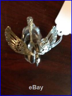 Vintage Silver And Crystal Swan Salt Cellar With Spoon. Set Of 4