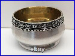 Vintage Soviet Russian USSR 875 Sterling Salt Cellar Gold Wash 39g Stamped