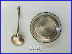 Vintage Soviet USSR Gilt Sterling Silver 875 Salt Cellar Bowl with Spoon 14 gr