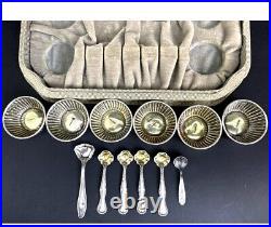 Vintage, Ster Silv, Webster Salt Cellars With Salt Spoons, No Monogram, Gift Box