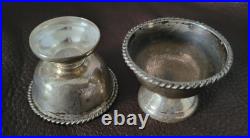 Vintage Sterling Salt Cellars Set With Spoons On 5 Inch Tray Mexico Signed MC 45
