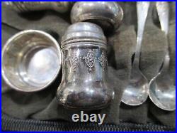 Vintage Sterling Silver 18 Pc Salt Cellar, Pepper Shaker, Salt Spoon Set-weidlich