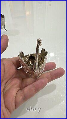 Vintage Sterling Silver 925 Miniature Swan Figurine Salt Holder or Decorative