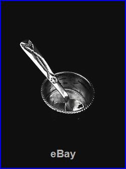 Vintage Sterling Silver Navajo Salt Cellar with Spoon RARE