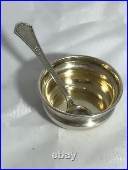 Vintage Sterling Silver Set Of 6 Baker Manchester Open Salt Cellar & Spoons