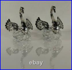 Vintage Sterling Silver and Crystal Swan Salts Made in Germany Signed AB