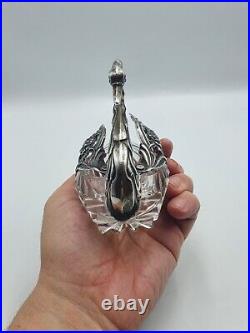 Vintage Sterling Silver and Cut Glass Salt Cellar Dish