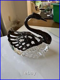 Vintage Swan Salt Cellar German Silver Read