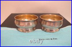 Vintage Tiffany&co Pair Of Sterling Silver Footed Master Salt Cellars