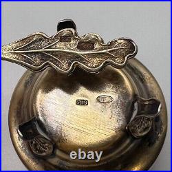 Vintage USSR Mini Spoon Salt Cellar Gilt Silver 875 Silverware Box Bowl Old Gift