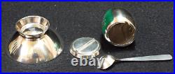 Vintage VB Volmer Bahner Denmark Sterling Green Enamel Pepper Shaker Salt Cellar