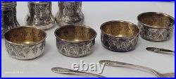 Vintage WEIDLICH Sterling Silver Salt/Pepper 4 Indiv. Sets Shakers, Cellar, Spoons