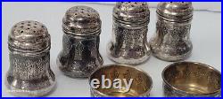 Vintage WEIDLICH Sterling Silver Salt/Pepper 4 Indiv. Sets Shakers, Cellar, Spoons