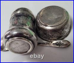 Vintage WEIDLICH Sterling Silver Salt/Pepper 4 Indiv. Sets Shakers, Cellar, Spoons