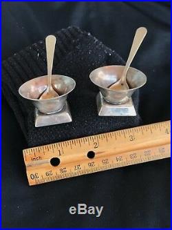 Vintage William Spratling Mexico Sterling Silver Footed Open Salt Cellars Spoons