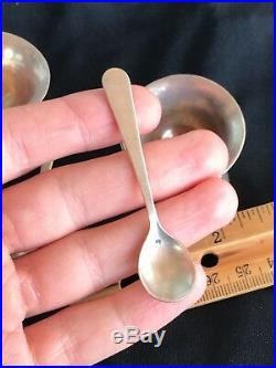 Vintage William Spratling Mexico Sterling Silver Footed Open Salt Cellars Spoons