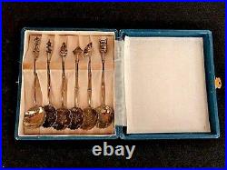 Vintage set of 6 Asian 950 Sterling Silver Tea Spoons in the Original Box