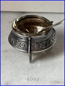 Vintage set silver caviar herbs honey salt cellar MCM Russia USSR