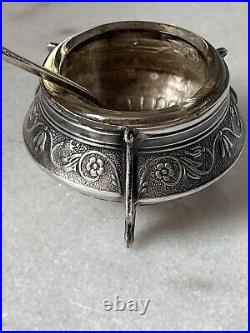 Vintage set silver caviar herbs honey salt cellar MCM Russia USSR