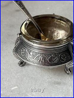 Vintage set silver caviar herbs honey salt cellar MCM Russia USSR