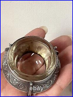 Vintage set silver caviar herbs honey salt cellar MCM Russia USSR