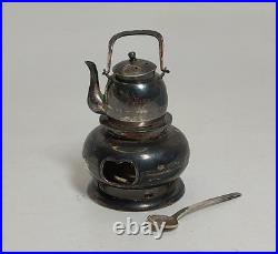 Vntg Japanese 950 Sterling Silver Salt Cellar & Pepper Shaker Set Tea Pot Patina