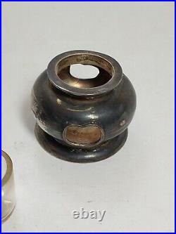 Vntg Japanese 950 Sterling Silver Salt Cellar & Pepper Shaker Set Tea Pot Patina