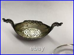 Vtg David Andersen 925S Sterling Silver Viking Ship Salt Cellar w Glass Insert