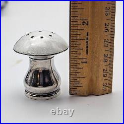 Vtg Georg Jensen ELA Sterling Silver Salt Cellar Mushroom Shaker Guilloche Spoon