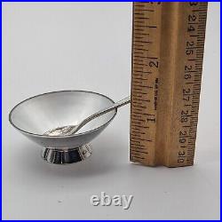 Vtg Georg Jensen ELA Sterling Silver Salt Cellar Mushroom Shaker Guilloche Spoon