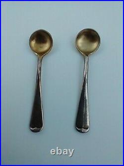 Walker & Hall English Sterling Silver Salt Cellars & Gorham H205 Salt Spoons Set