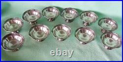 Webster Sterling Silver Footed Pedastal open SALT CELLAR dip SET of 11 Estate