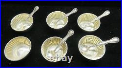 Webster Sterling Silver Salt Cellars 6 Six with 5 Five Spoons SetApplied Bead