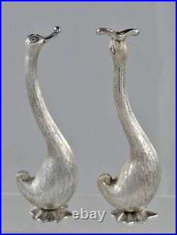 Whimsical Sterling Silver Swan Salt & Pepper Shakers Mexico